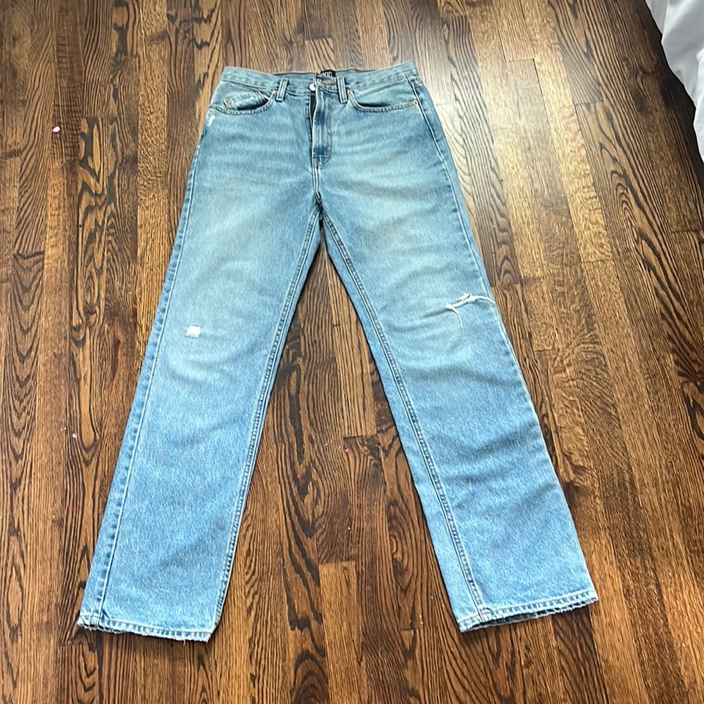 BDG jeans - slim stacked size 28. Loose/ baggy fit, light wash with small rips